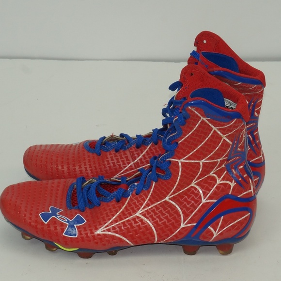 red and blue football cleats